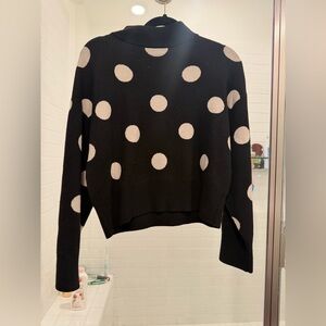 H&M Black and White Polka Dot Turtleneck Sweater